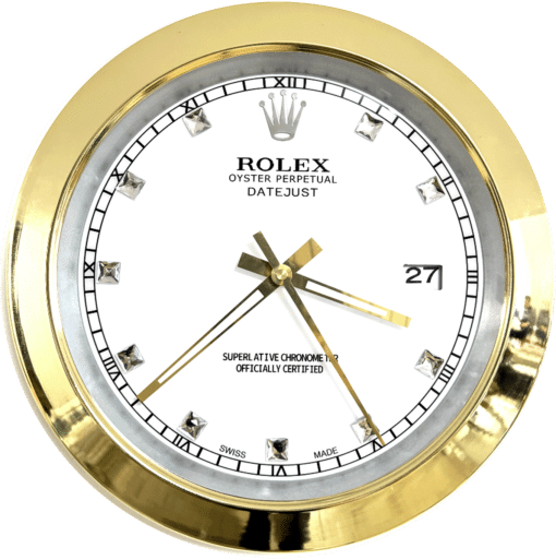 DATEJUST – GOLD-WHITE – 4 DELUXE METAL WALL CLOCK 35 CM