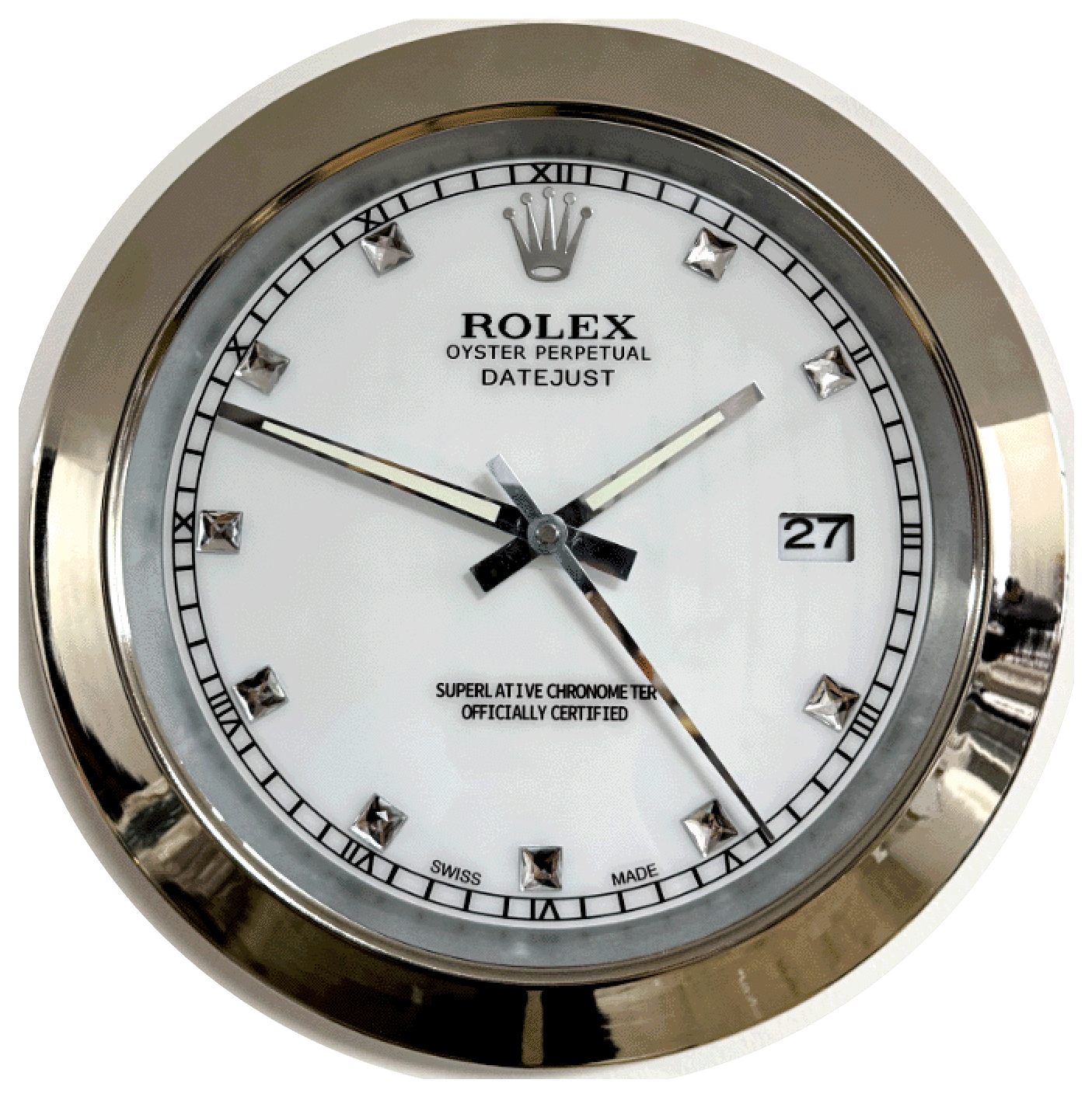 DATEJUST – SILVER – WHITE – 3 DELUXE METAL WALL CLOCK