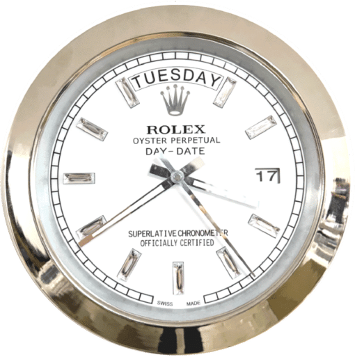 DATEJUST – SILVER – WHITE – 5 DELUXE METAL WALL CLOCK 35 CM
