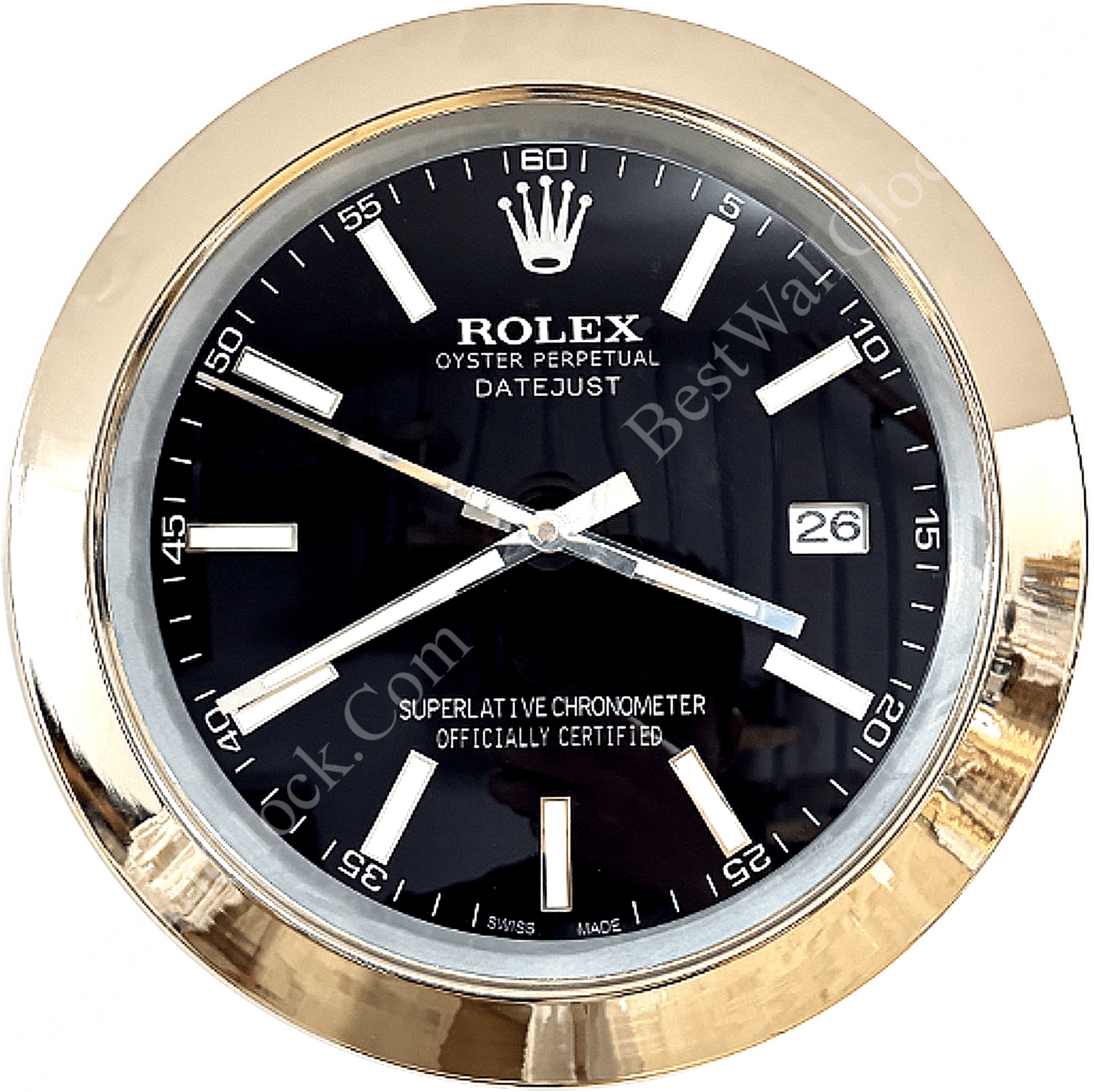DATEJUST – SILVER – BLACK EDITION 35 CM DELUXE METAL WALL CLOCK