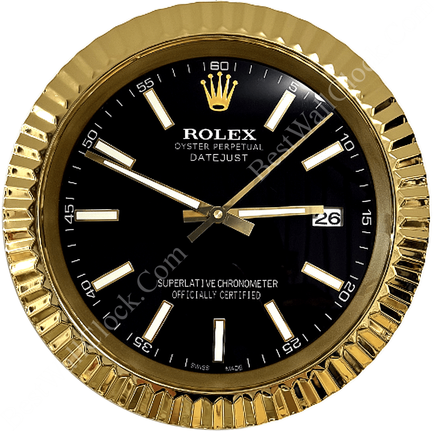 DATEJUST – ROSE GOLD – BLACK – 2 DELUXE METAL WALL CLOCK 35 CM