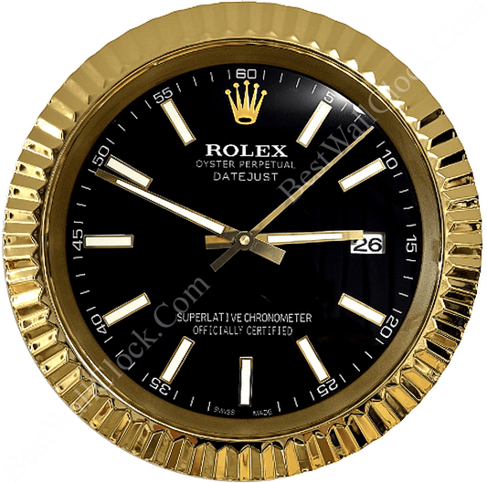 DATEJUST – ROSE GOLD – BLACK – 2 DELUXE METAL WALL CLOCK 35 CM