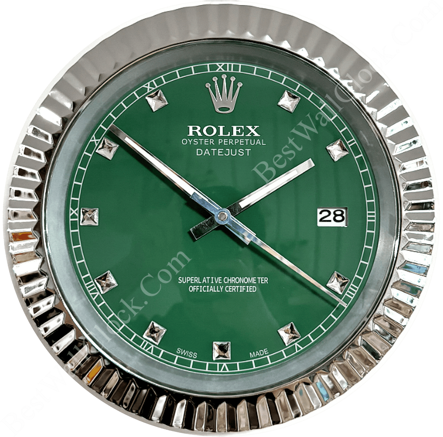 DATEJUST – CHROME – GREEN 4 EDITION 35 CM DELUXE METAL WALL CLOCK