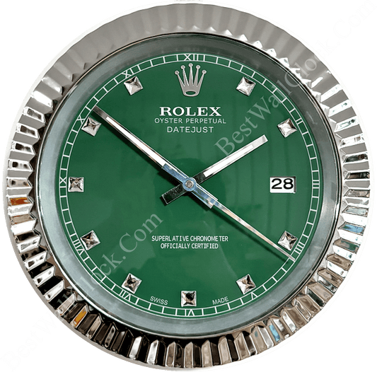 DATEJUST – CHROME – GREEN 4 EDITION 35 CM DELUXE METAL WALL CLOCK