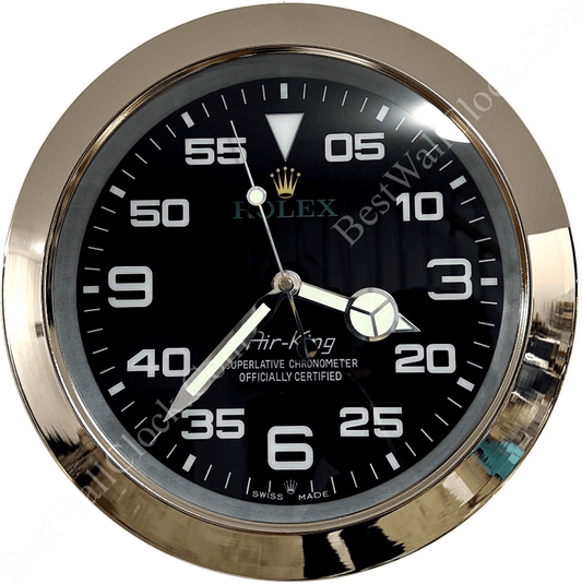 AIRKING – SILVER – BLACK EDITION 35 CM DELUXE METAL WALL CLOCK