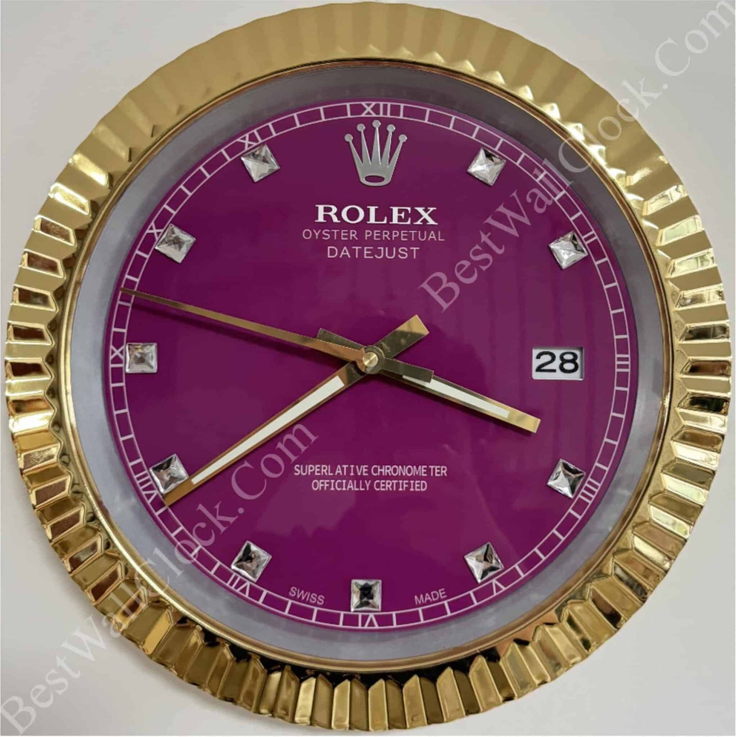 DATEJUST – GOLD CHROME – PURPLE 4 EDITION 35 CM DELUXE METAL WALL CLOCK