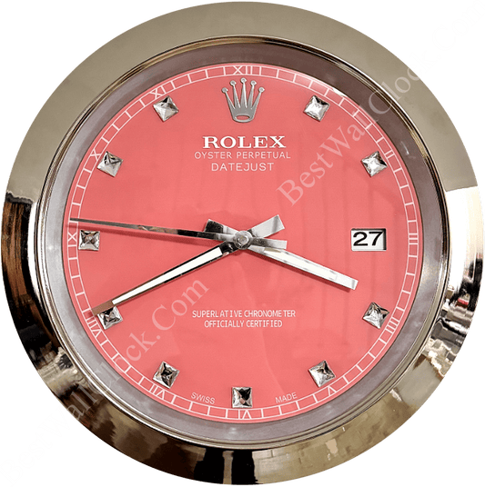 DATEJUST – CHROME – ROSE 6 DELUXE METAL WALL CLOCK, 35 CM