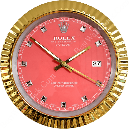 DATEJUST – ROSE GOLD – PINK EDITION 35 CM DELUXE METAL WALL CLOCK