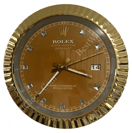 DATEJUST – ROSE GOLD – YELLOW EDITION 35 CM DELUXE METAL WALL CLOCK