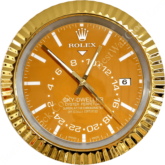 SKY DWELLER – ROSE GOLD – YELLOW EDITION 35 CM DELUXE METAL WALL CLOCK