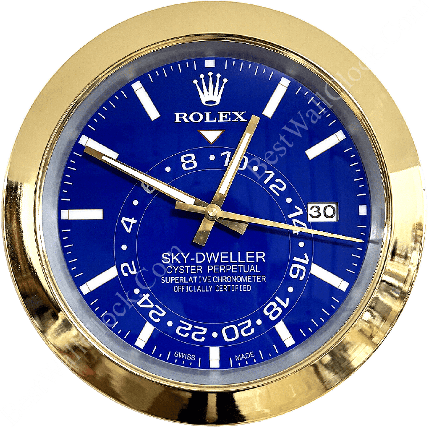 SKY DWELLER – GOLD – BLUE EDITION 35 CM DELUXE METAL WALL CLOCK