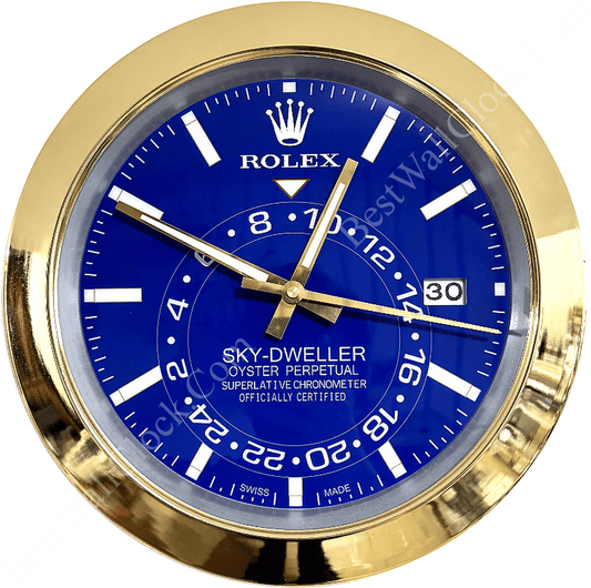 SKY DWELLER – GOLD – BLUE EDITION 35 CM DELUXE METAL WALL CLOCK