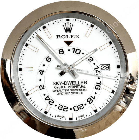 SKY DWELLER – SILVER – WHITE EDITION 35 CM DELUXE METAL WALL CLOCK