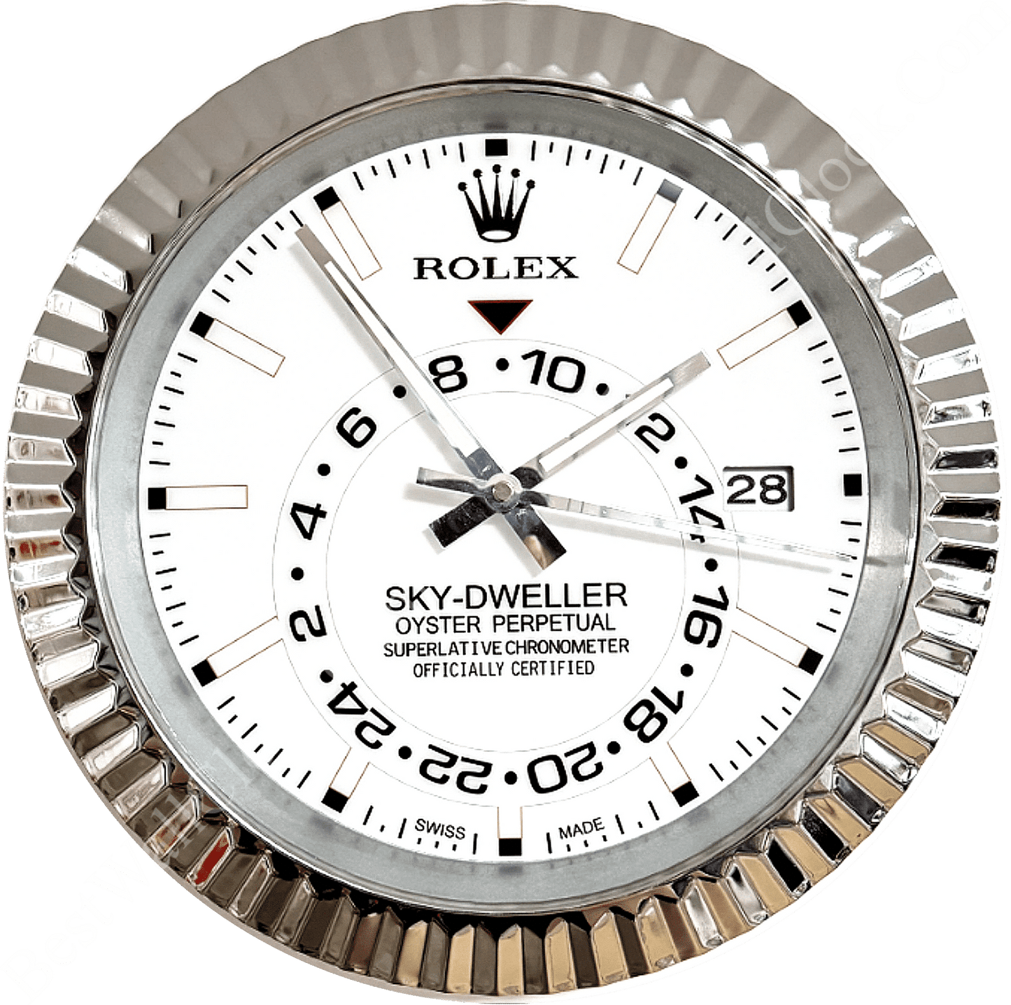 SKY DWELLER – ROSE SILVER – WHITE EDITION 35 CM DELUXE METAL WALL CLOCK