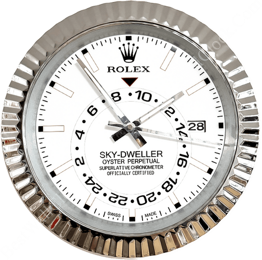 SKY DWELLER – ROSE SILVER – WHITE EDITION 35 CM DELUXE METAL WALL CLOCK