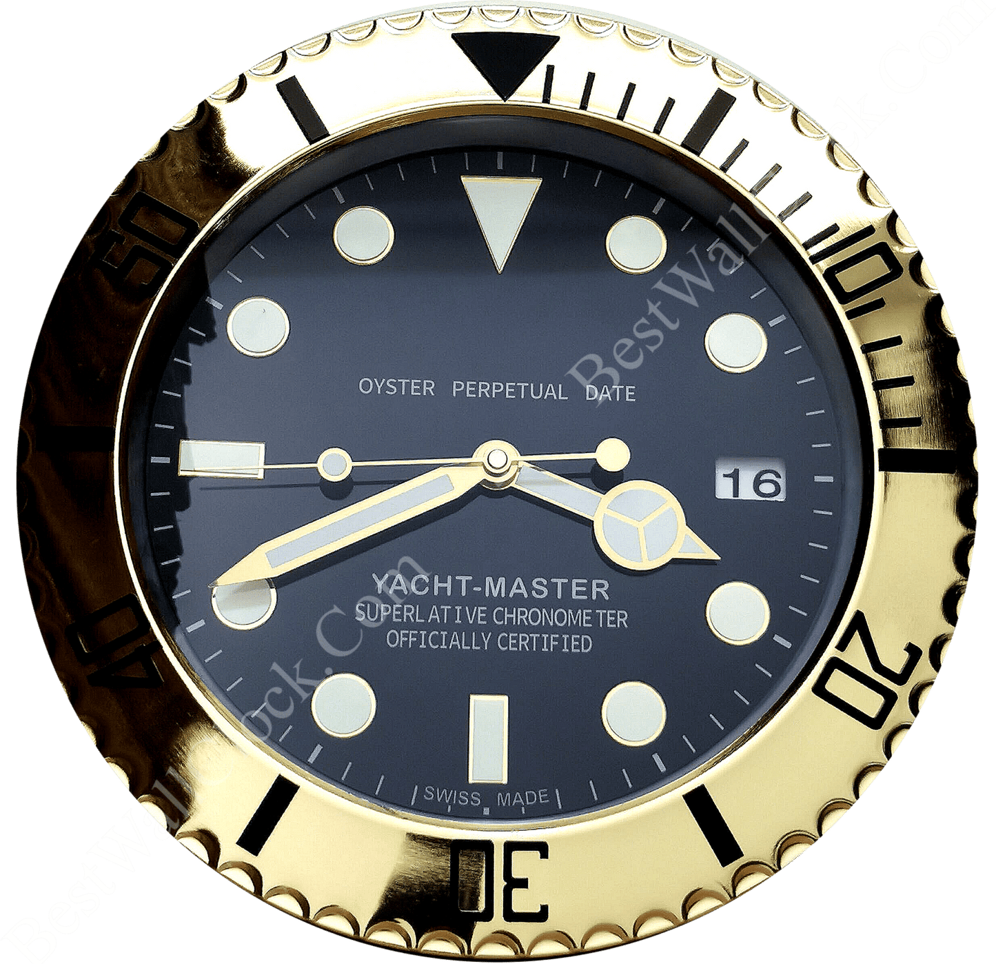 YATCH MASTER – GOLD – BLACK EDITION 35 CM DELUXE METAL WALL CLOCK