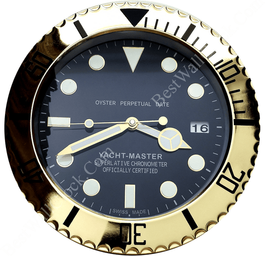 YATCH MASTER – GOLD – BLACK EDITION 35 CM DELUXE METAL WALL CLOCK