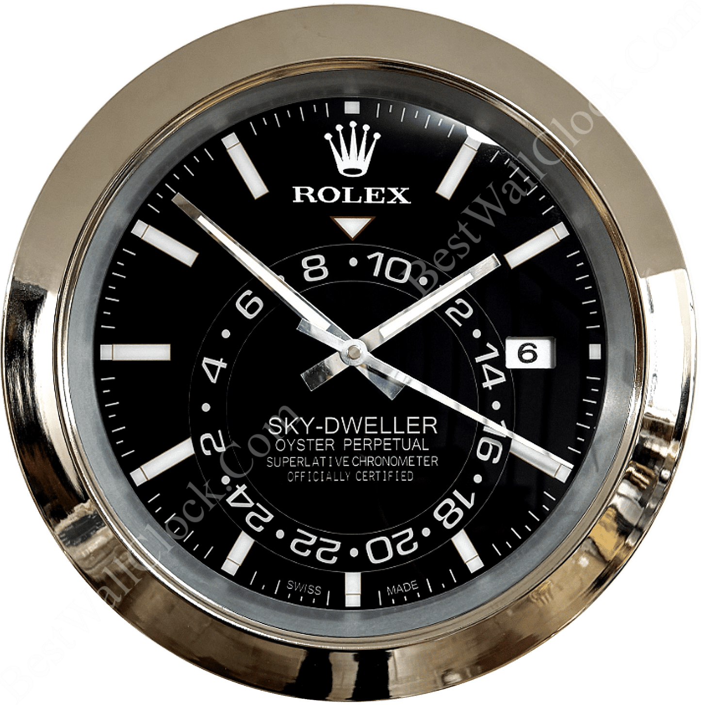 SKY DWELLER – SILVER – BLACK EDITION 35 CM DELUXE METAL WALL CLOCK