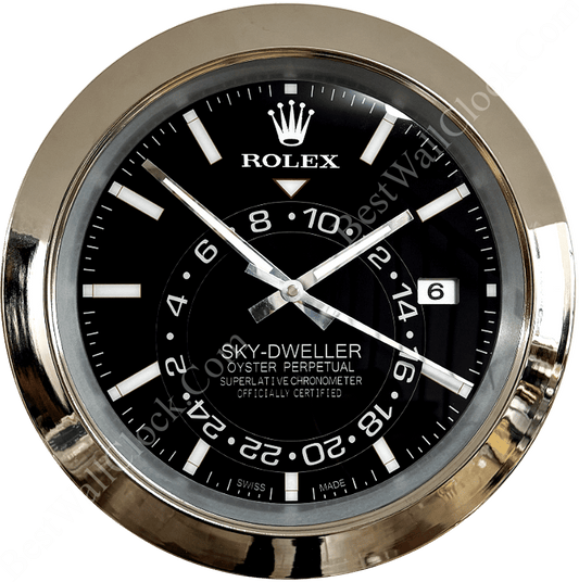 SKY DWELLER – SILVER – BLACK EDITION 35 CM DELUXE METAL WALL CLOCK