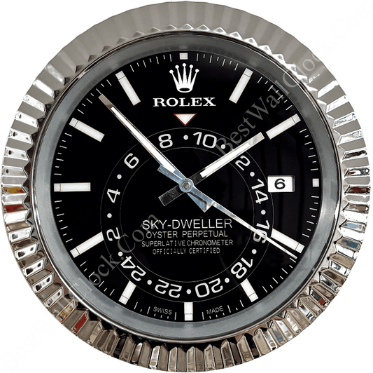 SKY DWELLER – ROSE SILVER – BLACK EDITION 35 CM DELUXE METAL WALL CLOCK