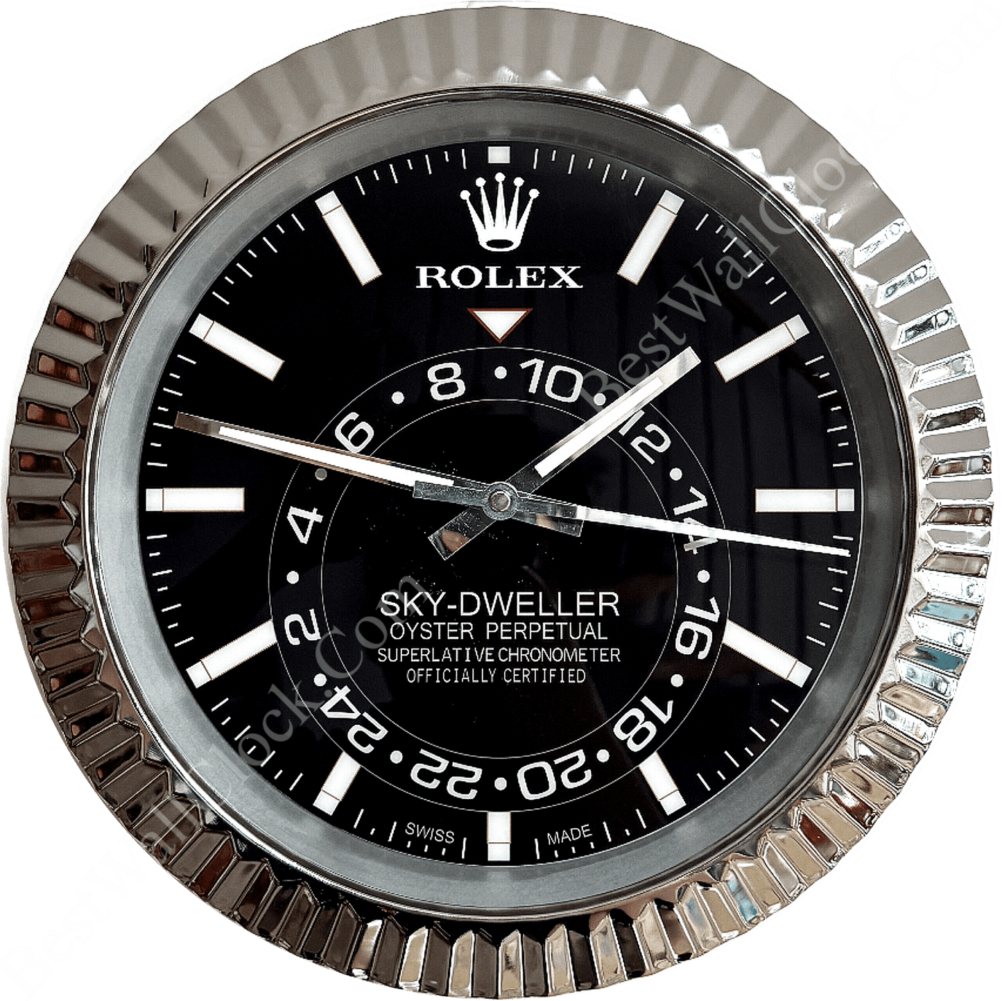 SKY DWELLER – ROSE SILVER – BLACK – 2 EDITION 35 CM DELUXE METAL WALL CLOCK