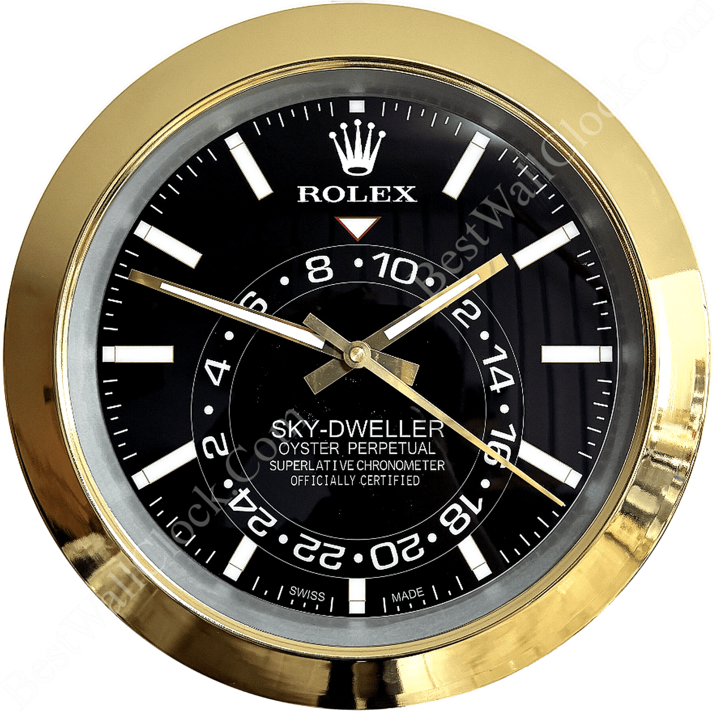 SKY DWELLER – GOLD – BLACK – 2 DELUXE METAL WALL CLOCK 35 CM