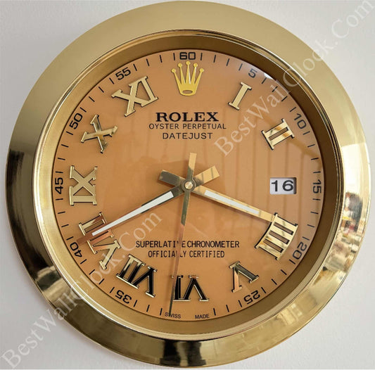 DATEJUST – GOLD – YELLOW 2 DELUXE METAL WALL CLOCK 35 CM