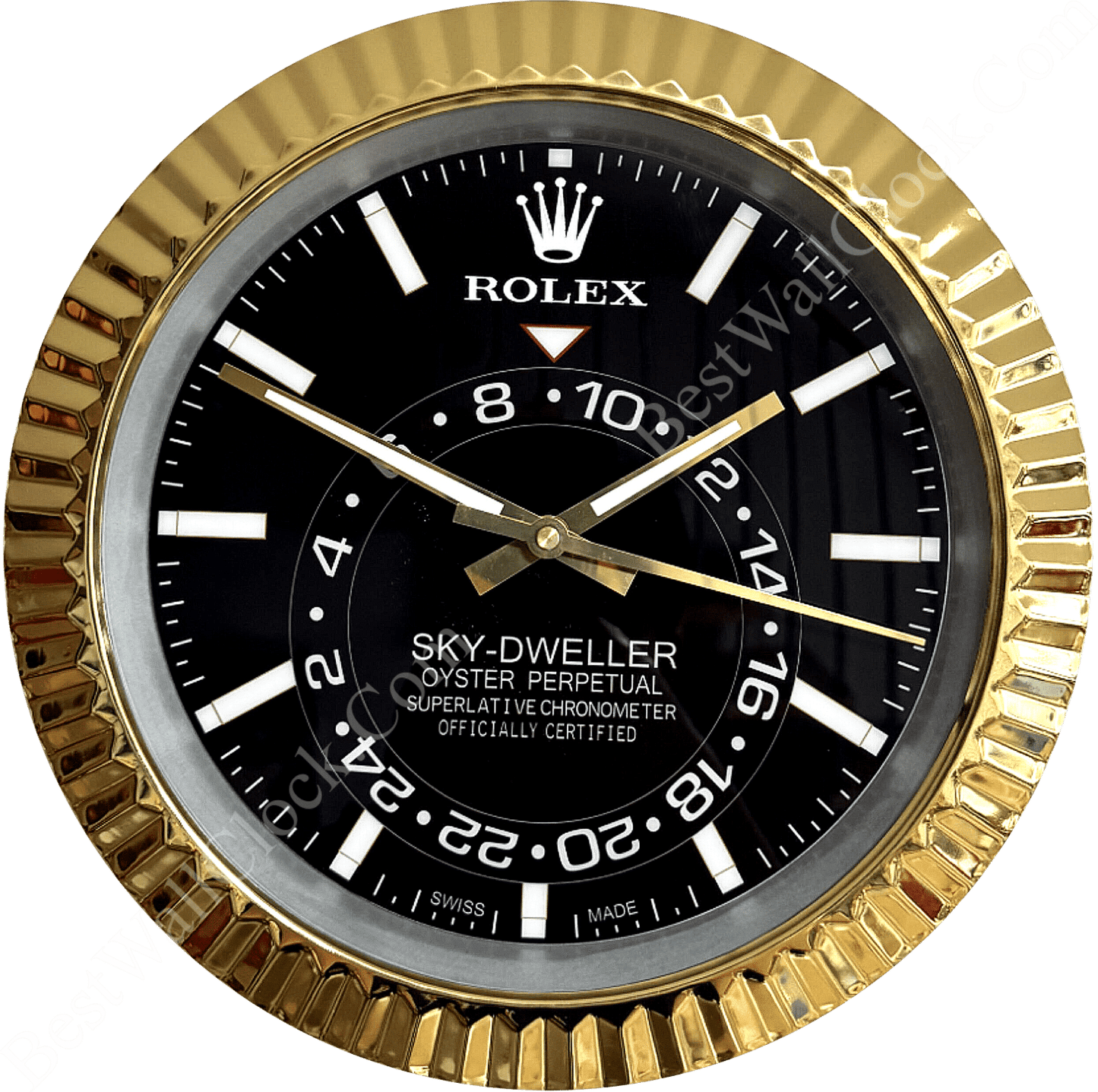 SKY DWELLER – GOLD – BLACK – 2 DELUXE METAL WALL CLOCK 35 CM