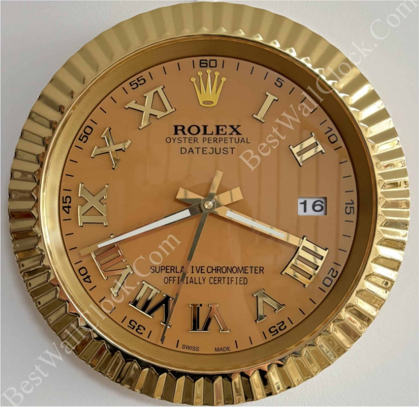 DATEJUST – ROSE GOLD – YELLOW EDITION 35 CM DELUXE METAL WALL CLOCK