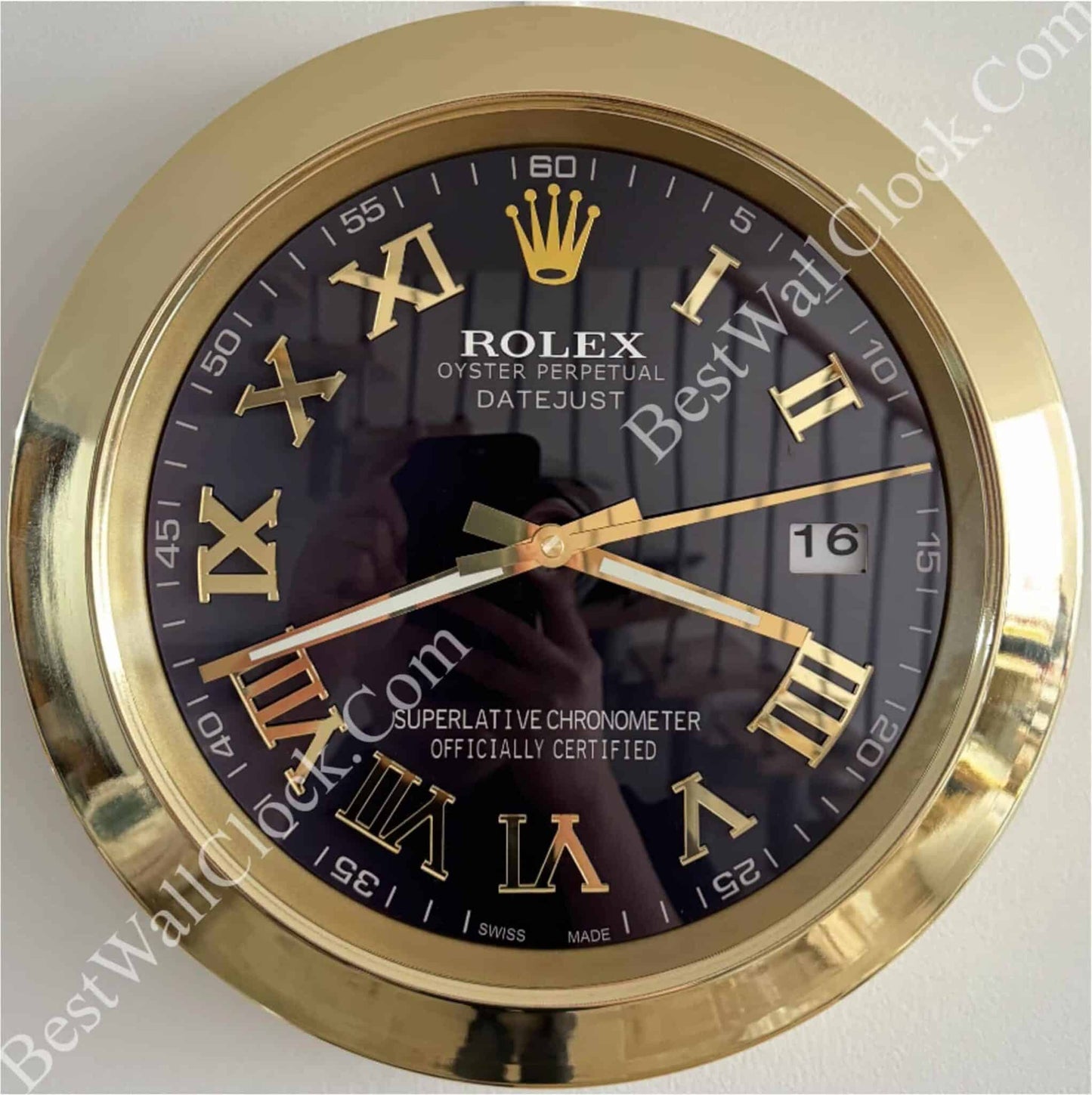 DATEJUST – GOLD-BLACK EDITION 35 CM DELUXE METAL WALL CLOCK
