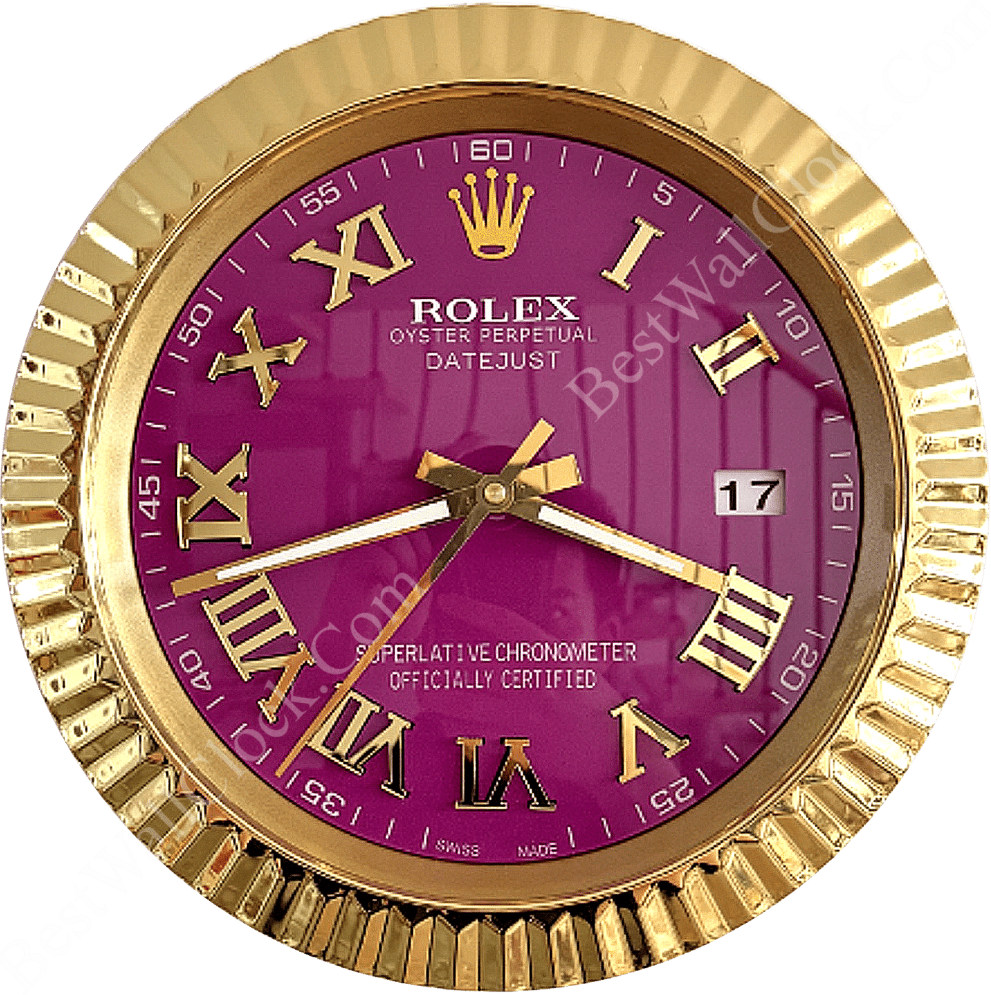 DATEJUST – ROSE GOLD – PURPLE EDITION 35 CM DELUXE METAL WALL CLOCK