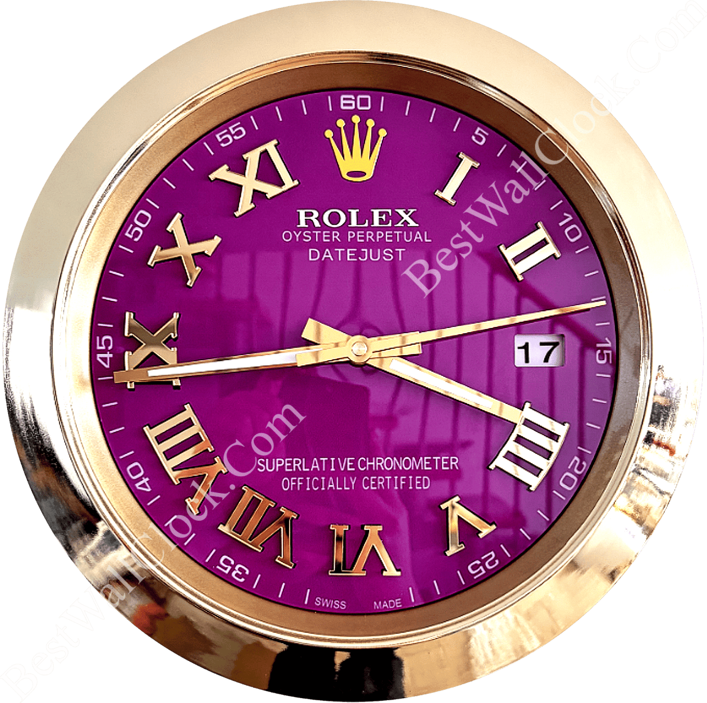 DATEJUST – GOLD – PURPLE – 2 EDITION 35 CM DELUXE METAL WALL CLOCK