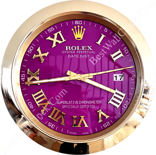 DATEJUST – GOLD – PURPLE – 2 EDITION 35 CM DELUXE METAL WALL CLOCK