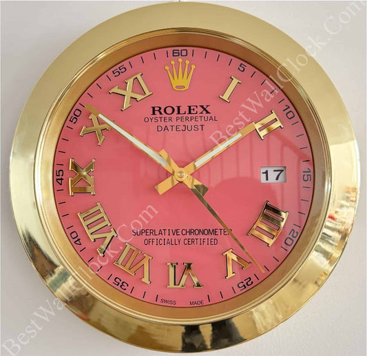 DATEJUST – GOLD – PINK EDITION 35 CM DELUXE METAL WALL CLOCK