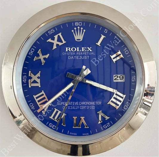 DATEJUST – SILVER – BLUE EDITION 35 CM DELUXE METAL WALL CLOCK