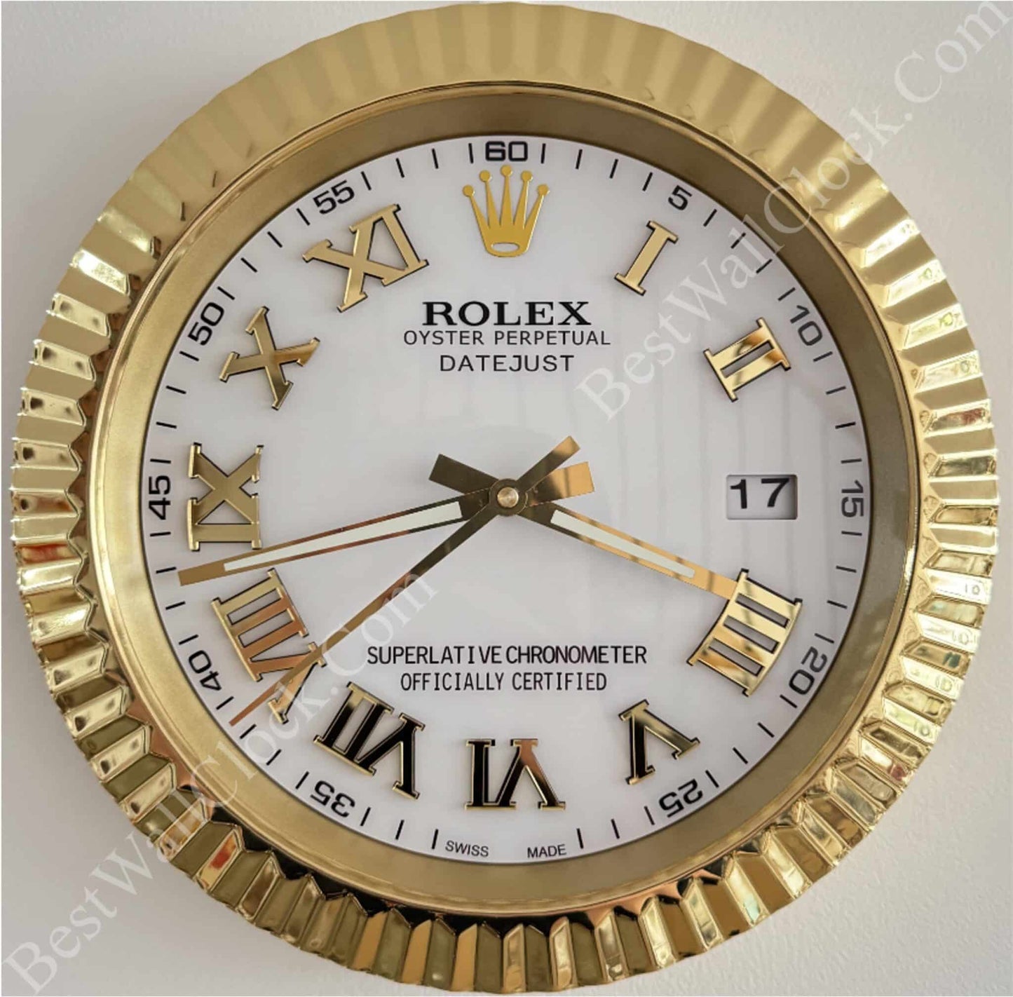 DATEJUST – ROSE GOLD – WHITE EDITION 35 CM DELUXE METAL WALL CLOCK