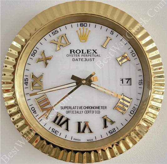 DATEJUST – ROSE GOLD – WHITE EDITION 35 CM DELUXE METAL WALL CLOCK