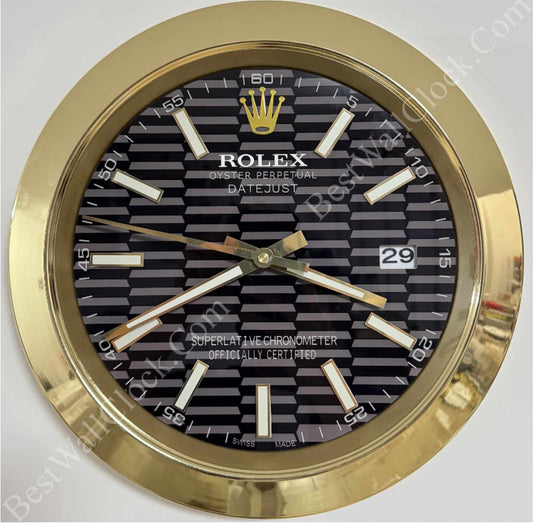 DATEJUST – GOLD-BLACK – 3 DELUXE METAL WALL CLOCK 35 CM