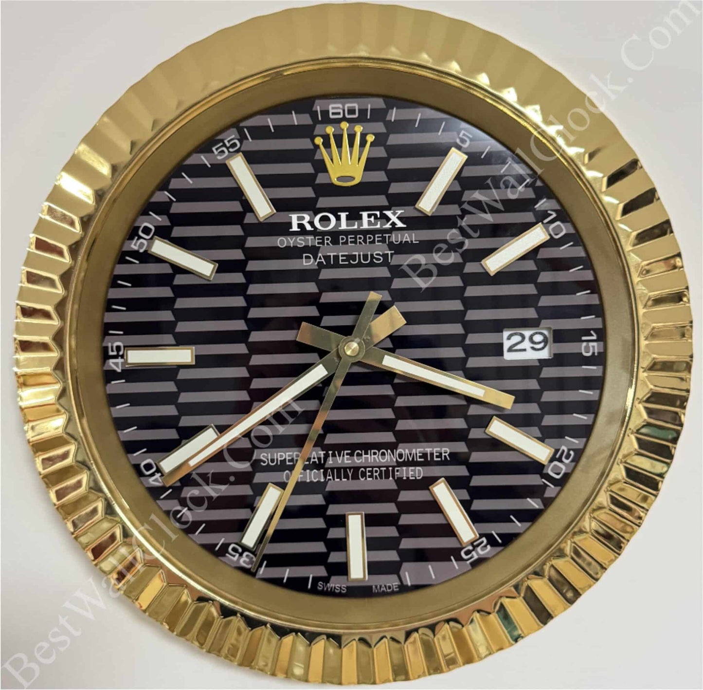 DATEJUST – ROSE GOLD- BLACK – 3 DELUXE METAL WALL CLOCK 35 CM