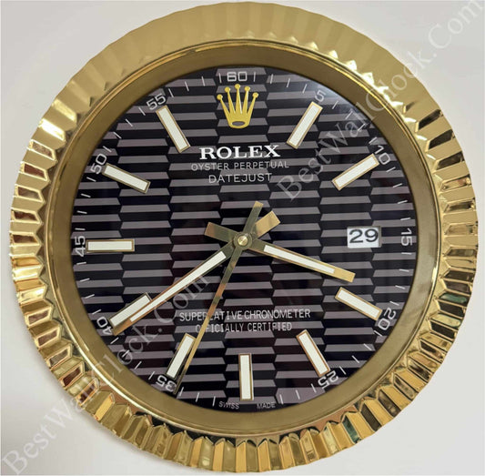 DATEJUST – ROSE GOLD- BLACK – 3 DELUXE METAL WALL CLOCK 35 CM