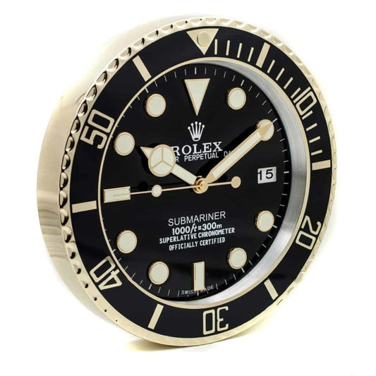 ROLEX WALL CLOCK – SUBMARINER GOLD – RL-49 EDITION – DELUXE 35 CM METAL WALL CLOCK