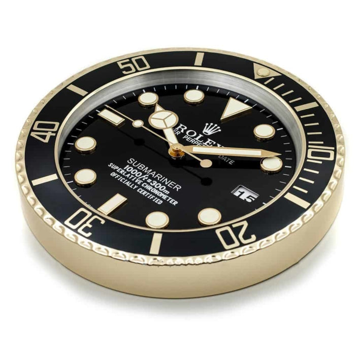 ROLEX WALL CLOCK – SUBMARINER GOLD – RL-49 EDITION – DELUXE 35 CM METAL WALL CLOCK