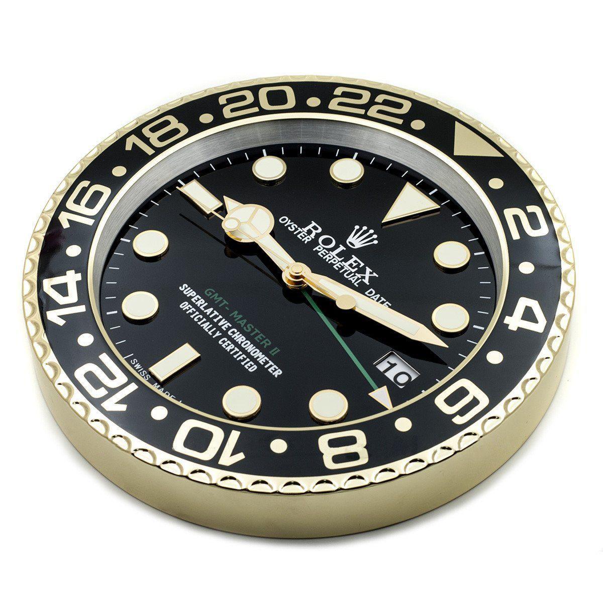 ROLEX GMT MASTER 2 GOLD BLACK DIAL – RL-52 EDITION DELUXE METAL WALL CLOCK