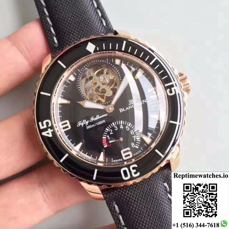Blancpain Fifty Fathoms Tourbillon 5025-3630-52A Rose Gold Black Dial-Rep Time Watches