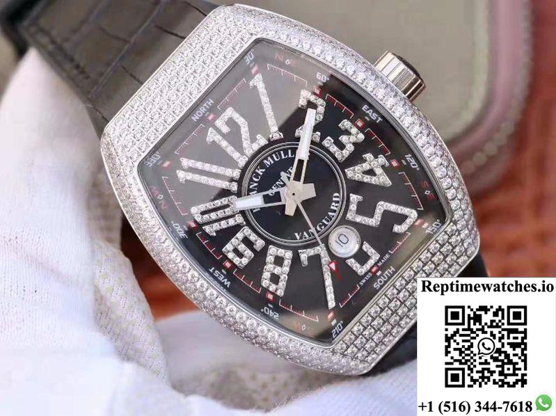 Franck Muller Vanguard V45.Sc.Dt.D.Nbr.Cd.5N.Nr Black Dial-Rep Time Watches
