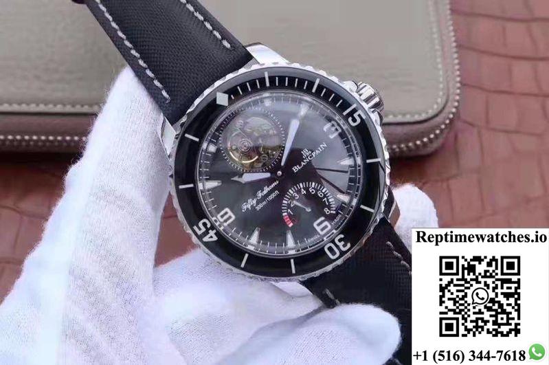 Blancpain Fifty Fathoms Tourbillon 8 Days 5025-1530-52A Black Dial-Rep Time Watches