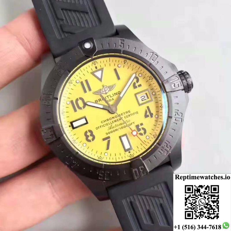 Breitling Avenger Ii Seawolf V1731110 Bd74 109W M20Basa.1 Gf Factory Yellow Dial-Rep Time Watches