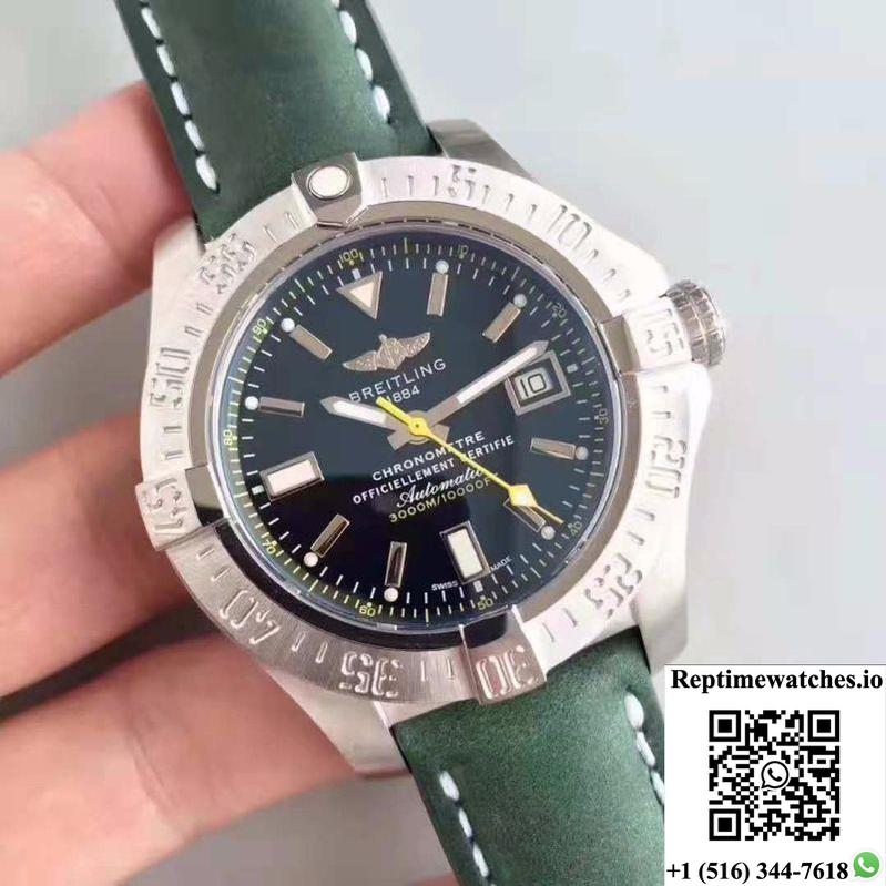 Breitling Avenger Ii Seawolf A1733110/Bc30/435X/A20Basa.1 Green Leather Strap Gf Factory Black Dial-Rep Time Watches