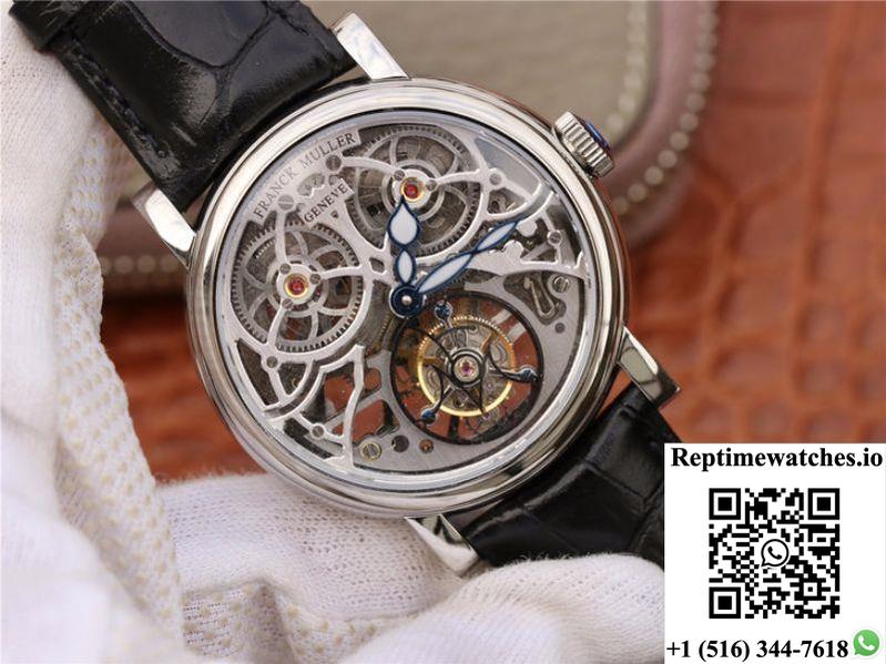 Franck Muller Giga Tourbillon 7048 T G Sqt Br Silver Skeleton Dial-Rep Time Watches