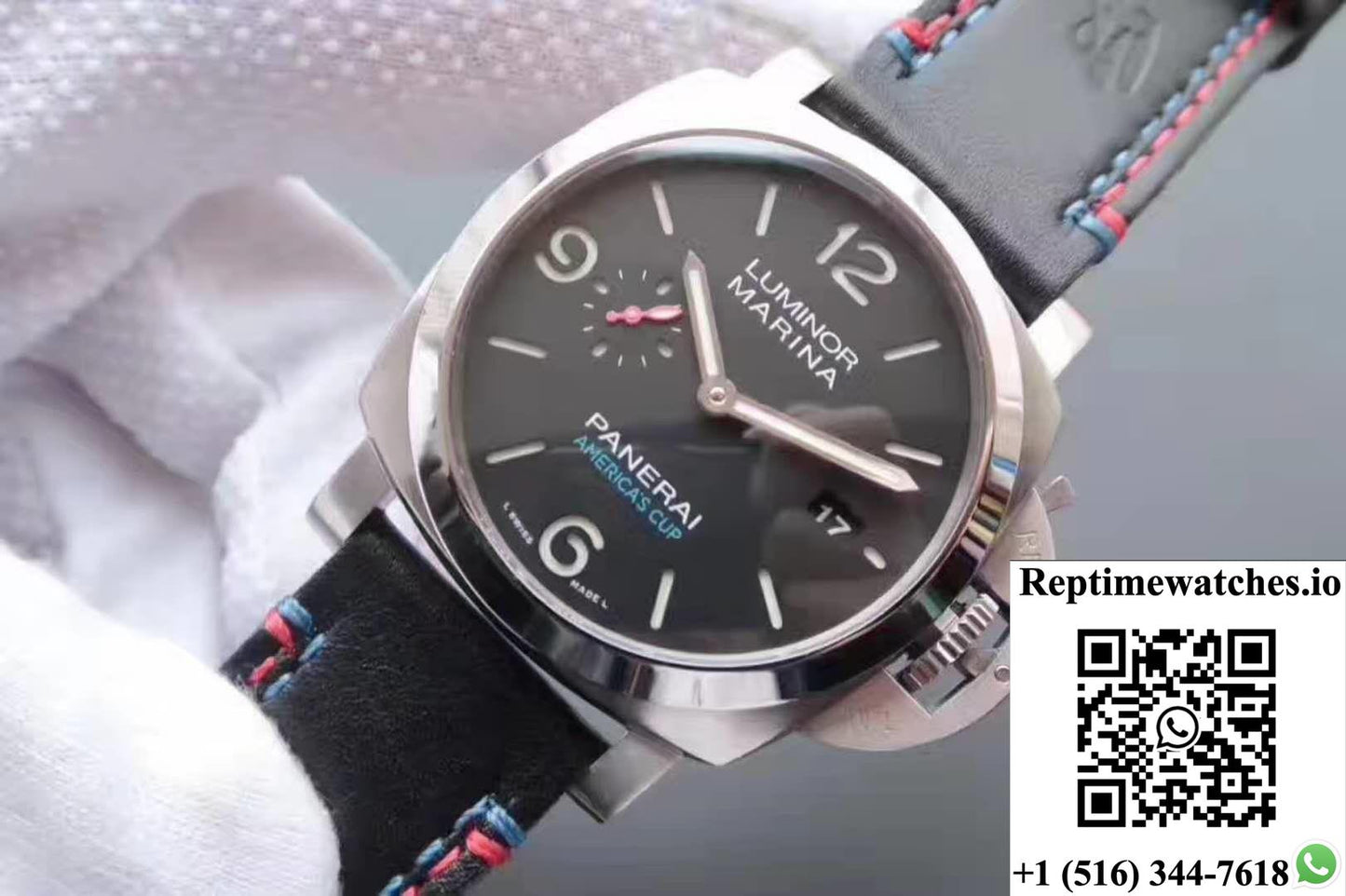 Panerai Luminor Marina 1950 Pam727 Americas Cup 2017 Zf Factory Black Leather Strap Black Dial-Rep Time Watches